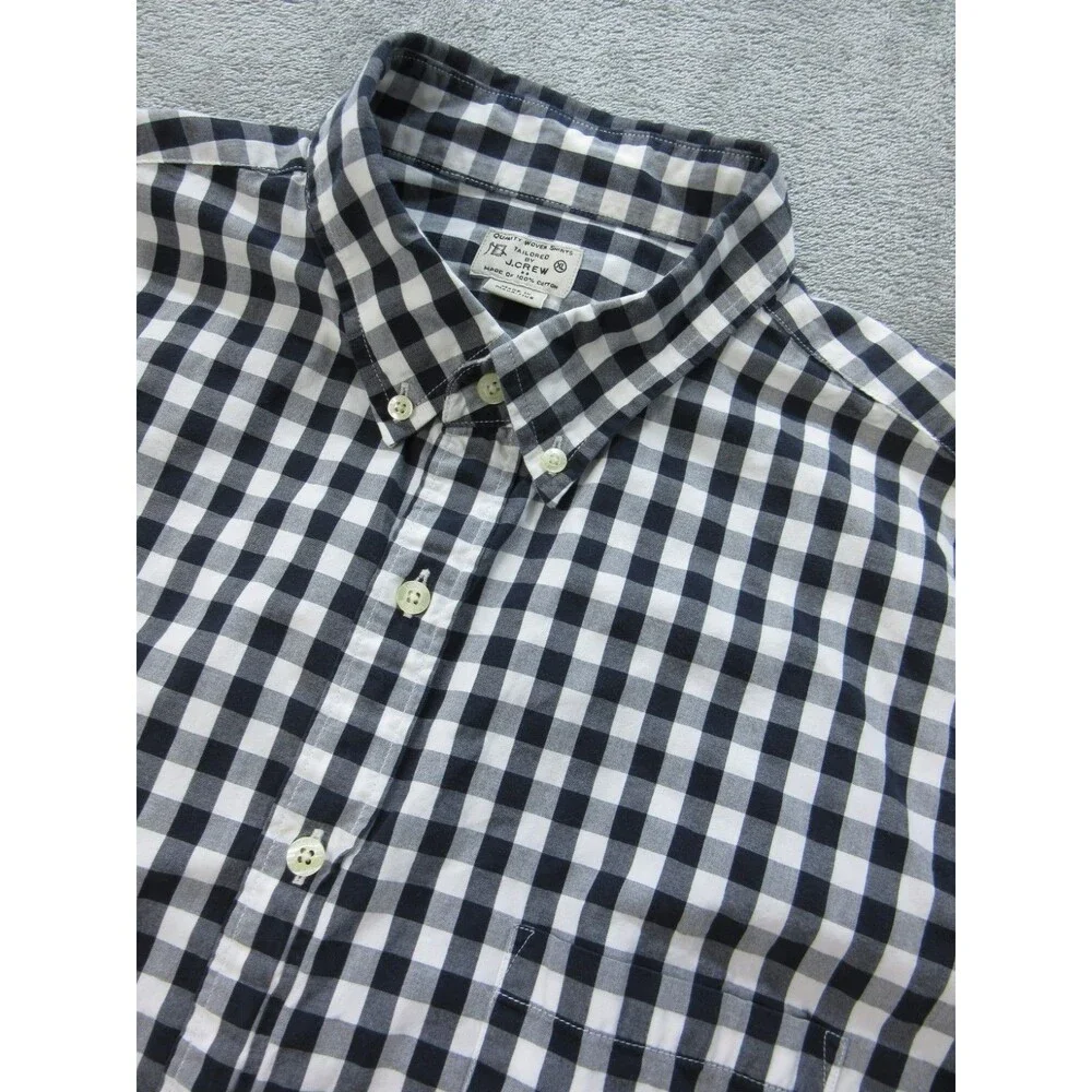 J.CREW Shirt Men’s Sz. XL Quality Woven Buttoned Up Long Sleeve Plaid Black